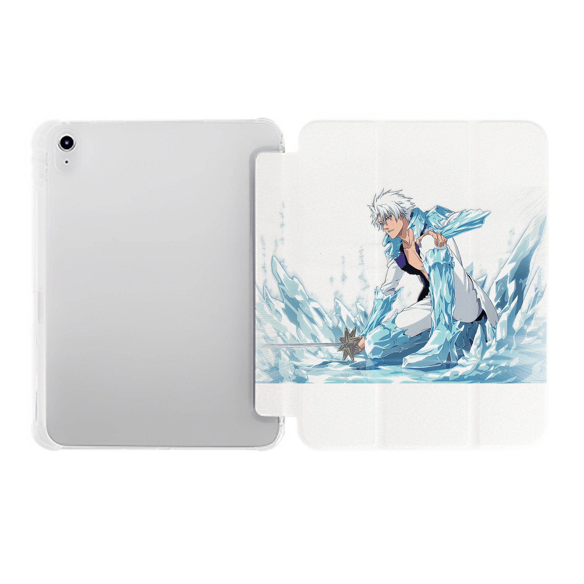 （画像用） ブリーチ 日番谷冬獅郎（ひつがや とうしろう） BLEACH Hitsugaya Toushirou IPad ケース ペン収納付き 三つ折りスタンド PUレザー×シリコン 対応機種9.5/10.5/10.9インチ